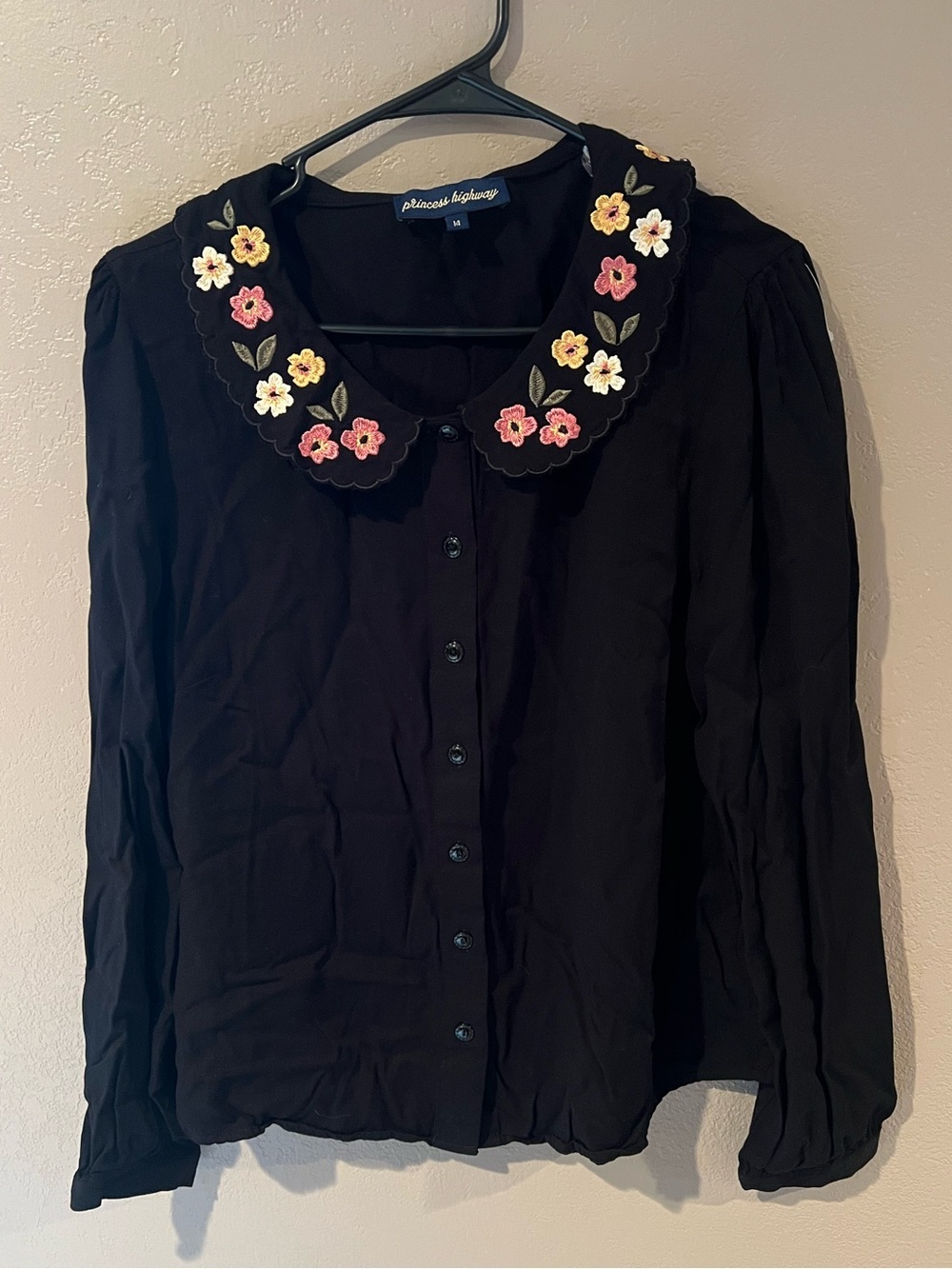 Princess Highway Embroidered Collar Button Down